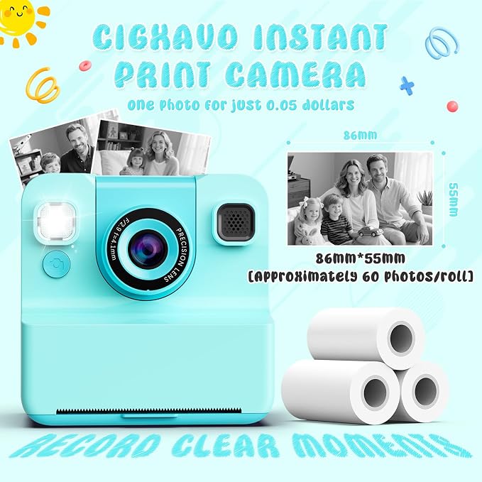 Kids Camera Instant Print with Flip Lens, 1080P HD Video Inkless Toddler - Image 8
