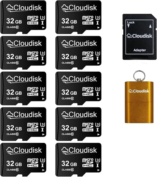 Pack of 10 Micro SD Card 32GB Flash Memory Card C10 A2 U3 Micro SDHC by Cloudisk
