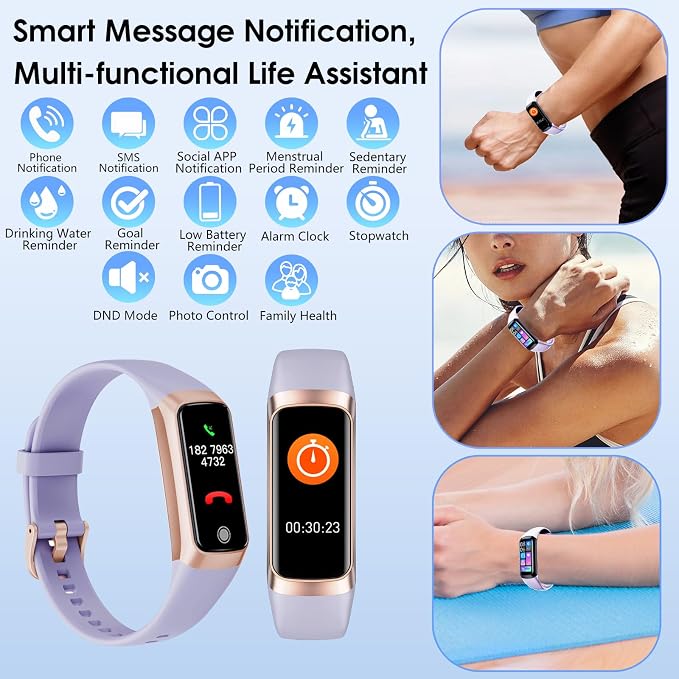 Fitness Tracker, 24/7 Heart Rate Blood Oxygen Blood Pressure Body Temp Monitor - Image 5