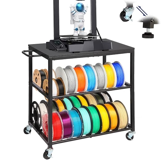 3D Printer Stand with Filament Storage, Sturdy Wooden 3D Printer Table Holds 32 by EnigmaSoul