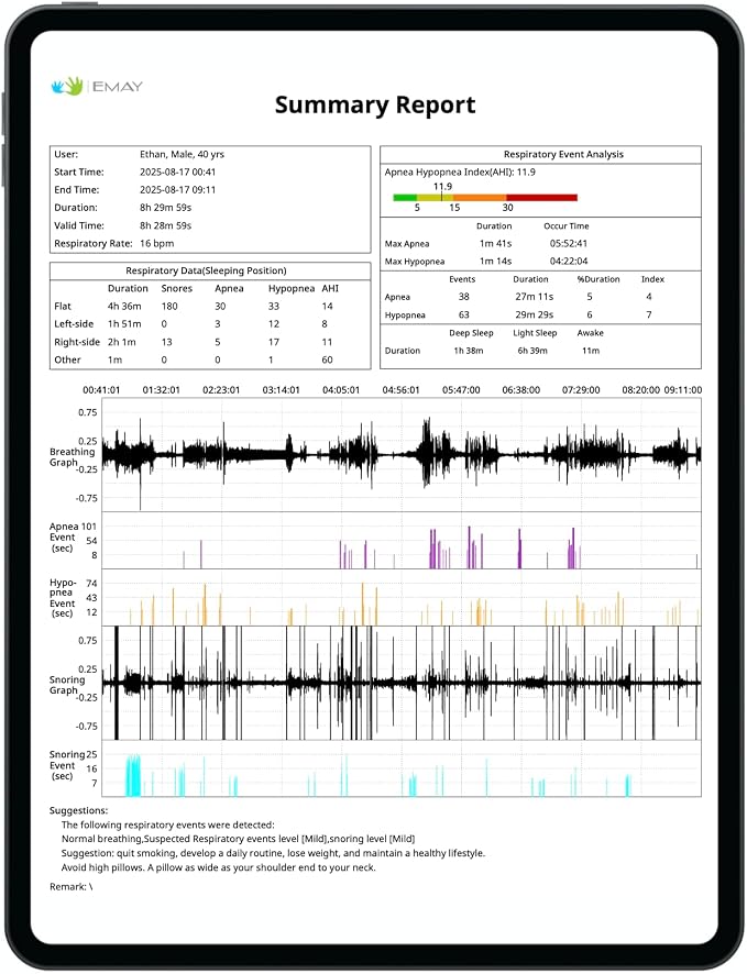 EMAY Sleep Breathing Monitor for Airflow Tracking | Record Breathing - Image 5