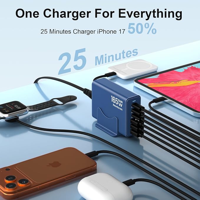 165W GaN USB C Charging Station, 6-Port Desktop Charger - Image 3