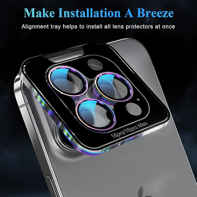 YWXTW Camera Lens Protector for iPhone 16 Pro/iPhone 16 Pro Max, Tempered Glass - Image 5