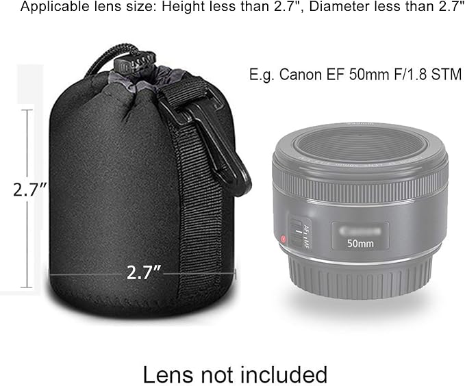Selens Small Drawstring Lens Pouch Black Neoprene DSLR Camera Lens Bag - Image 2