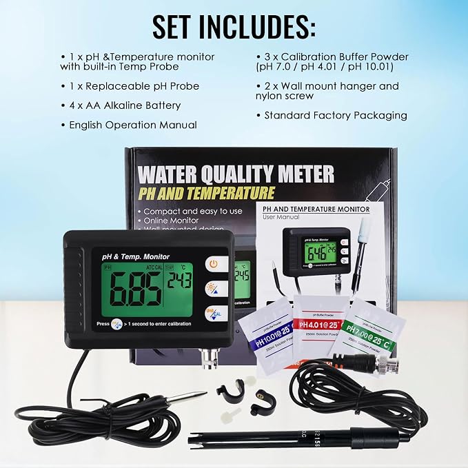 2 in 1 Temperature pH Monitor Meter Tester Sensor test Kit 0~14.0 pH Automatic - Image 8