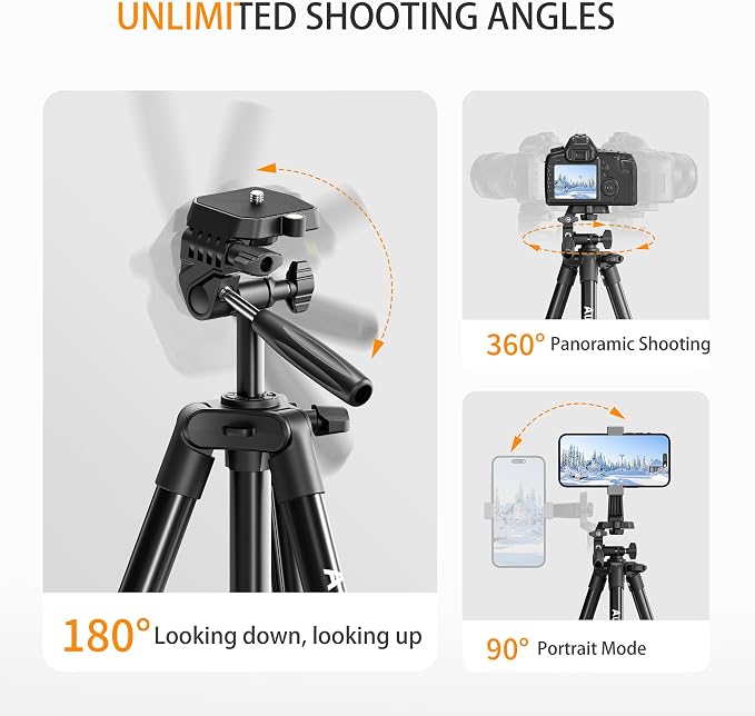71″ Camera Tripod Aluminum Tall Tripod Stand Compatible - Image 3
