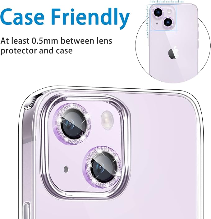Compatible with iPhone 15 & 15 Plus Camera Lens Protector, Bling Glitter - Image 5