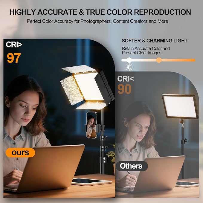 EMART LED Video Light Kit with Phone Holder & Barndoor, 2800-7000K Dimmable - Image 4
