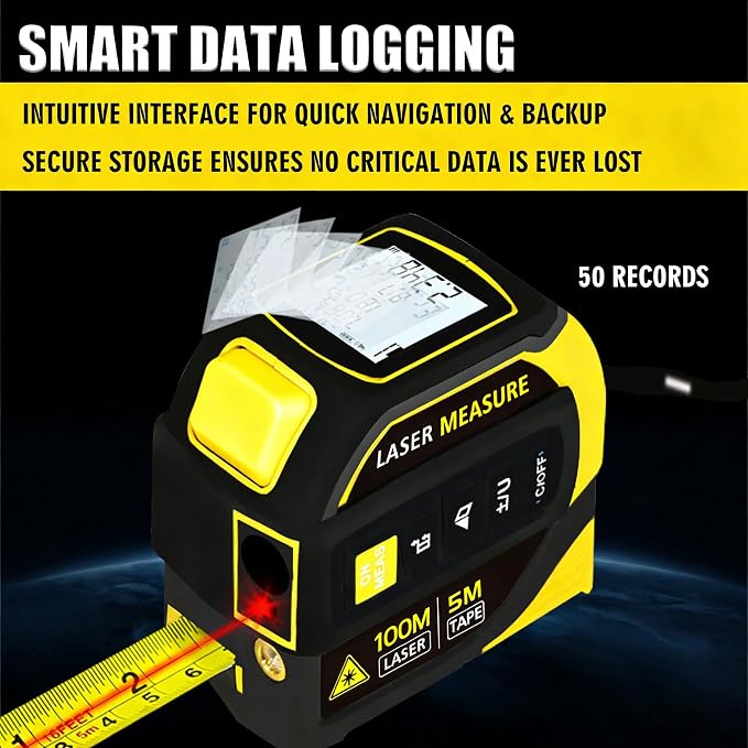 4-in-1 Laser Tape Measure 328FT, Digital Laser Distance Meter, 16FT Steel Tape - Image 3