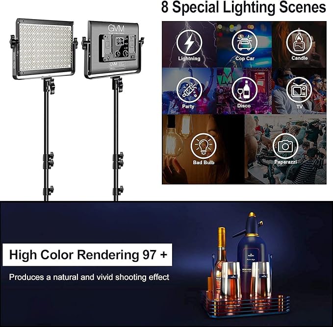 GVM RGB LED Video Light with Bluetooth Control, 360° Full Color 1000D PRO Video - Image 4