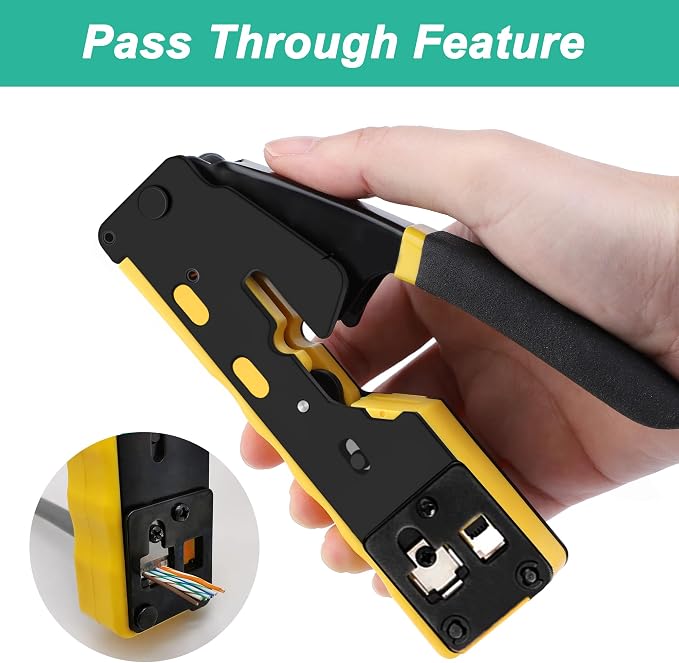 RJ45 Crimp Tool Pass Through Ethernet Crimping Tool Kit Cat6 Cat5e Cat6a RJ45 - Image 4