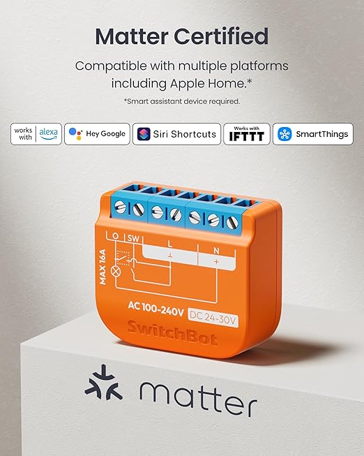 SwitchBot Matte Relay Switch 1PM, WiFi Switch Compatible - Image 5