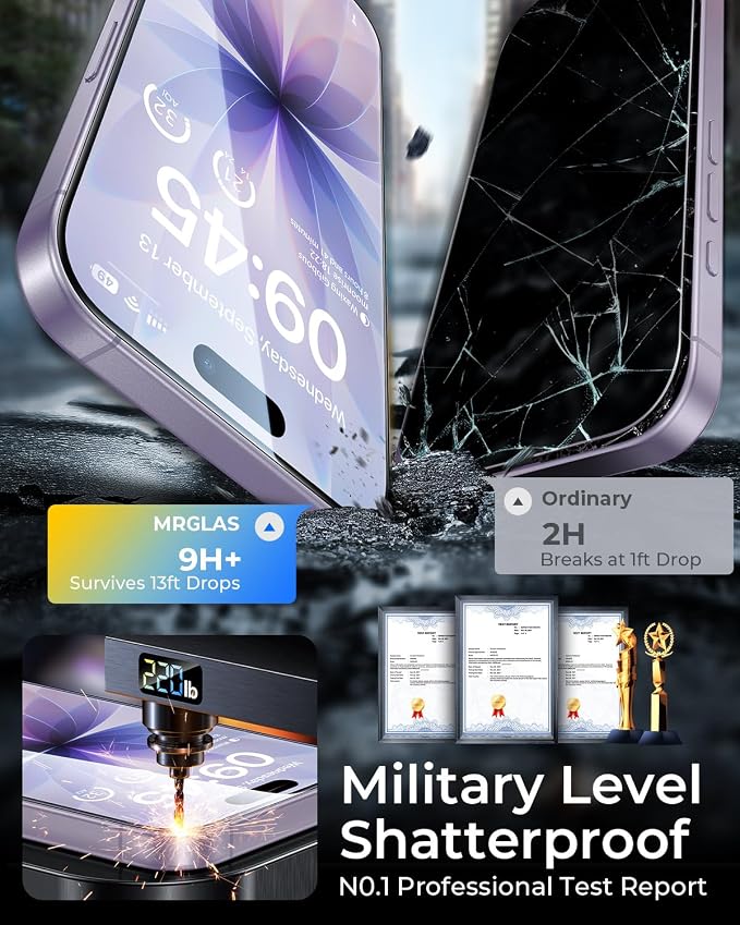 MRGLAS TOP 9H+ Glass 2+2 Packs for iPhone 17 Privacy Screen Protector - Image 5