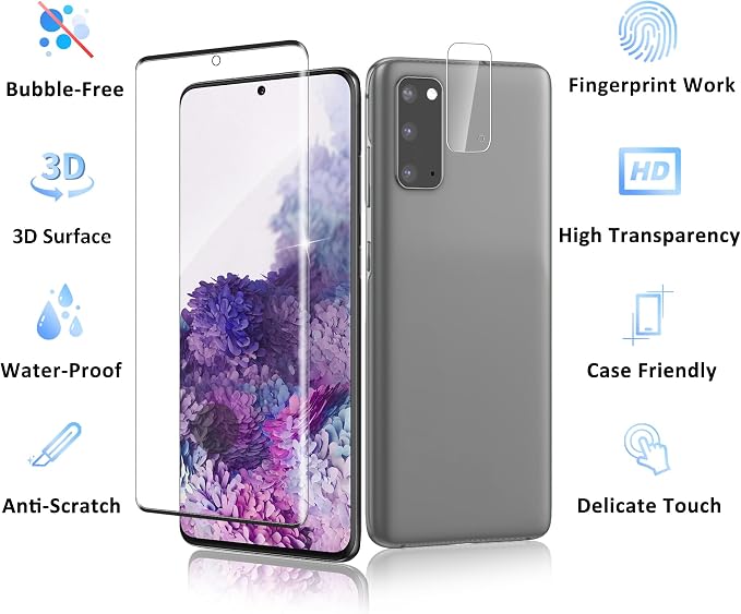 2+2 Pack for Samsung Galaxy S20 Screen Protector and Camera Protector, - Image 7