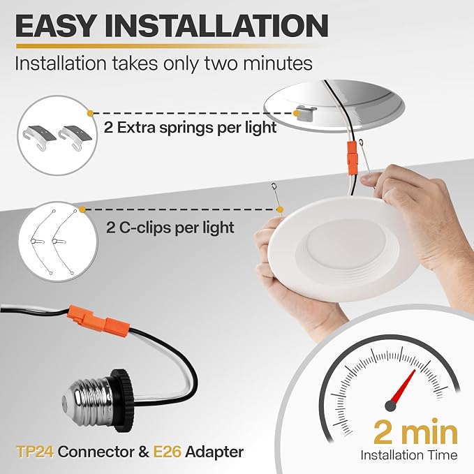 POWERASIA 24 Pack 5/6 Inch LED Can Lights - Image 4