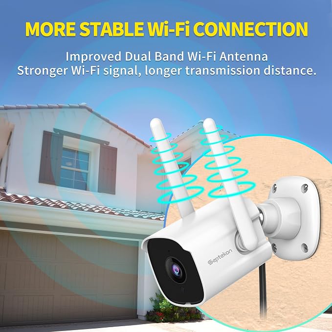 Septekon 2K Home Security Cameras, 4 Pack Wired WiFi Outdoor Security Cameras - Image 8