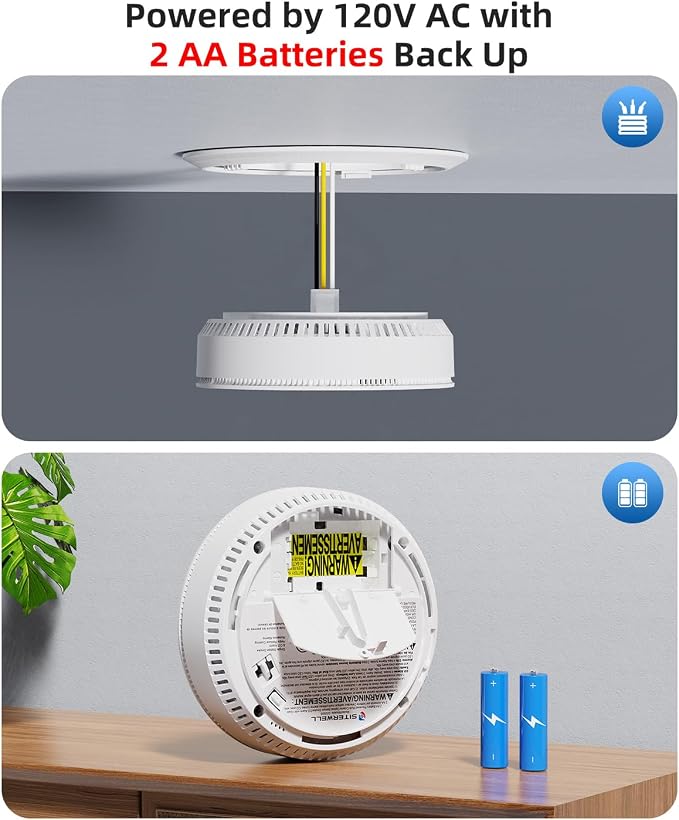SITERWELL Hardwired Interconnected Smoke Detector Carbon Monoxide Detector Combo - Image 6