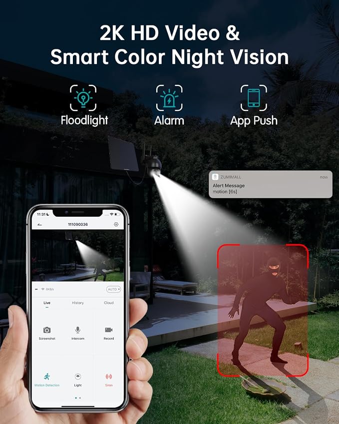ZUMIMALL 4G LTE Cellular Security Cameras Wireless Outdoor, 2K No WiFi Cameras - Image 5