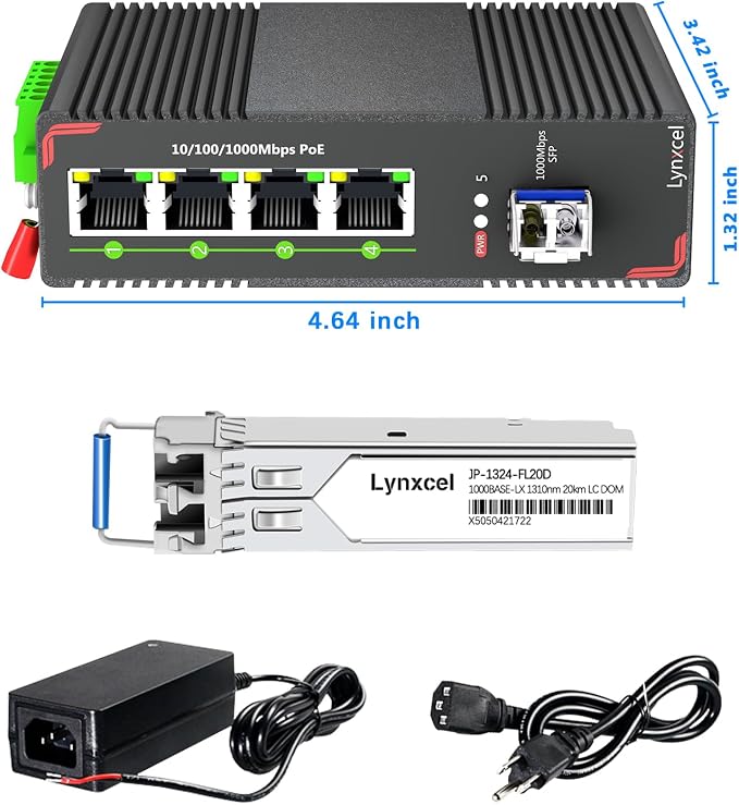 5-Port Industrial PoE Gigabit Din Rail Ethernet Switch, 4 x Gigabit PoE+ Ports - Image 9