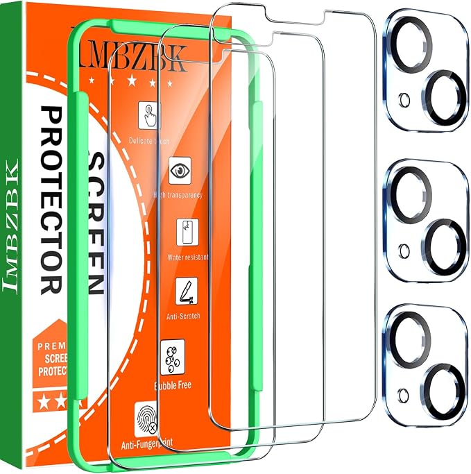 IMBZBK 3 Pack Screen Protector for iPhone 13 Tempered Glass by IMBZBK