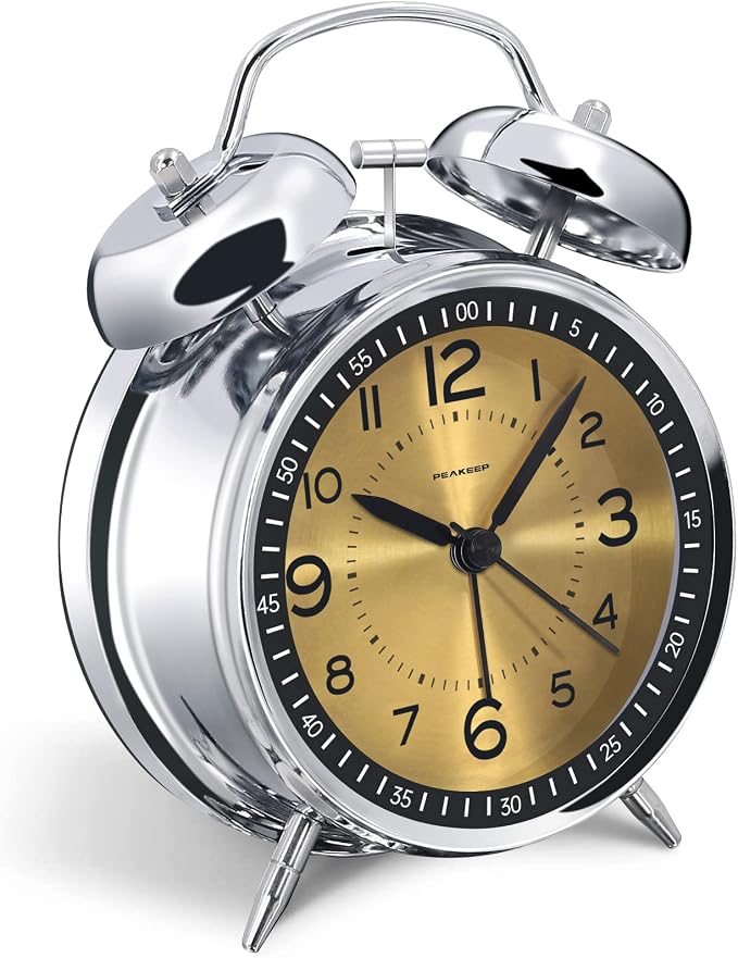 Peakeep Loud Alarm Clock for Heavy Sleepers Adults, Metal 4.5" Twin Bell by PEAKEEP