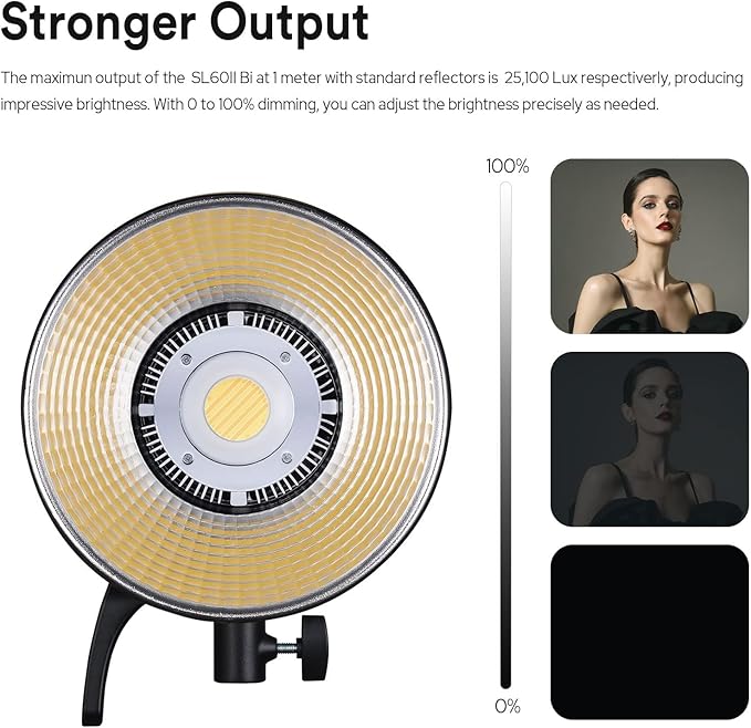 Godox SL60IIBi Bi-Color LED Video Light, 75W 25100Lux@1M CRI 96+ 11 FX Effects - Image 5