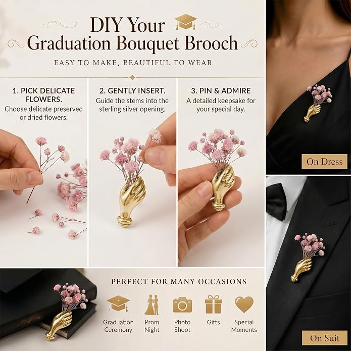 Flower Holder Brooch Pin for Women Flower Vase Brooch Back to School Teacher - Image 5
