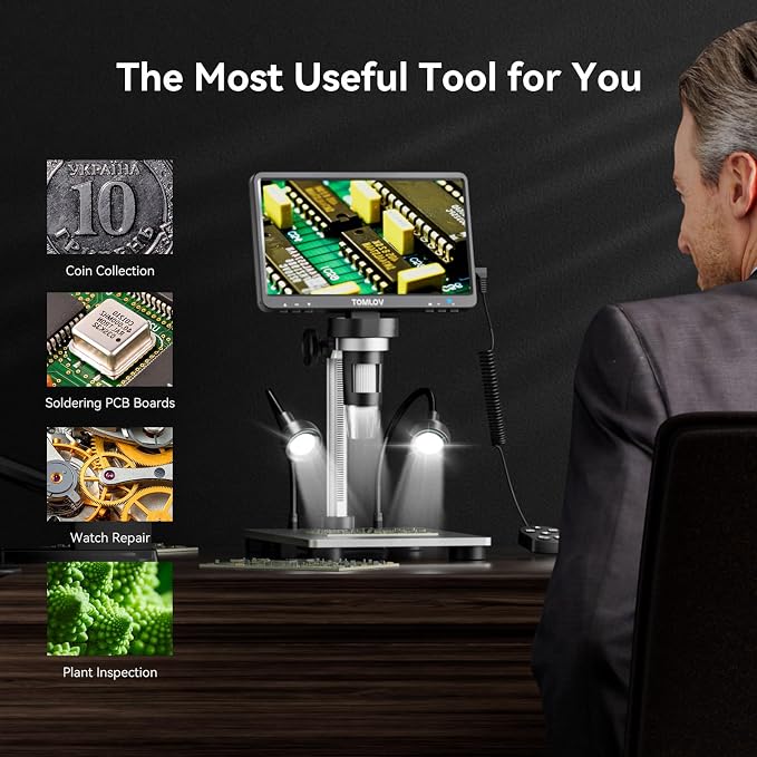 TOMLOV DM9 7" Digital Microscope: 1080P 1200X Coin Microscope Magnifier - Image 7