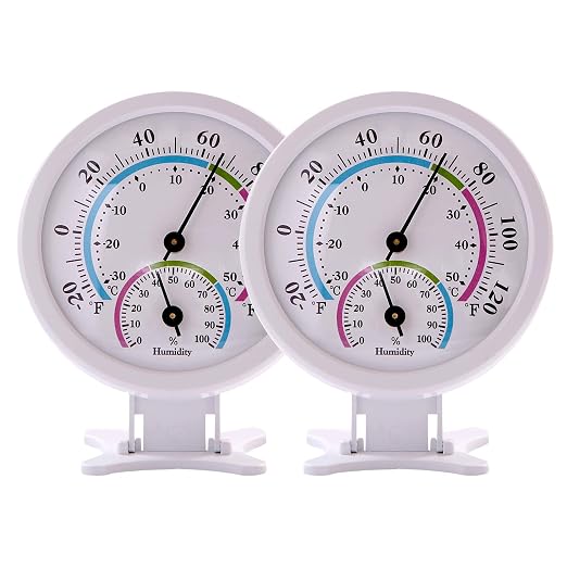 Mini Indoor Thermometer Hygrometer Analog 2 in 1 Temperature Humidity Monitor by LayscoPro