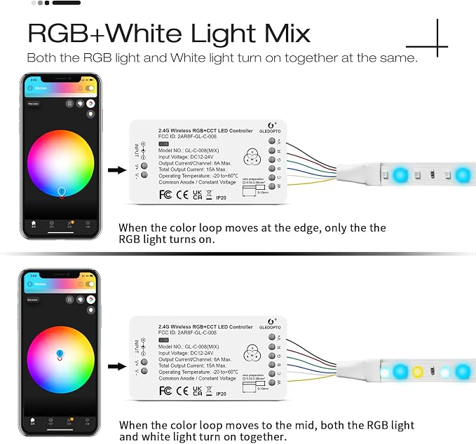 GLEDOPTO ZigBee 3.0 LED Strip Controller RGB+CCT Mix Dimmable Compatible - Image 2