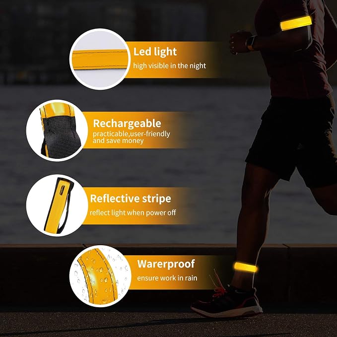2 Pack Rechargeable LED Reflective Armband, High Brightness High Visibility - Image 4