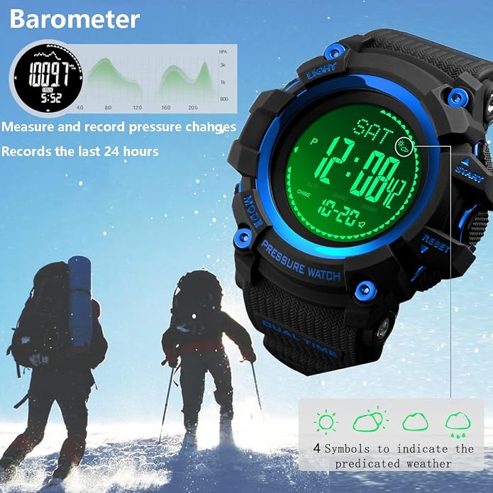 Watch Compass, Altimeter Barometer Thermometer Temperature, Military Army - Image 3