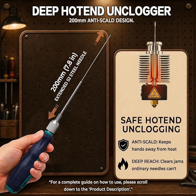 3D Printer Tools, 38-Piece 3D Printer Maintenance Kit, Deep Hotend Unclogging - Image 3