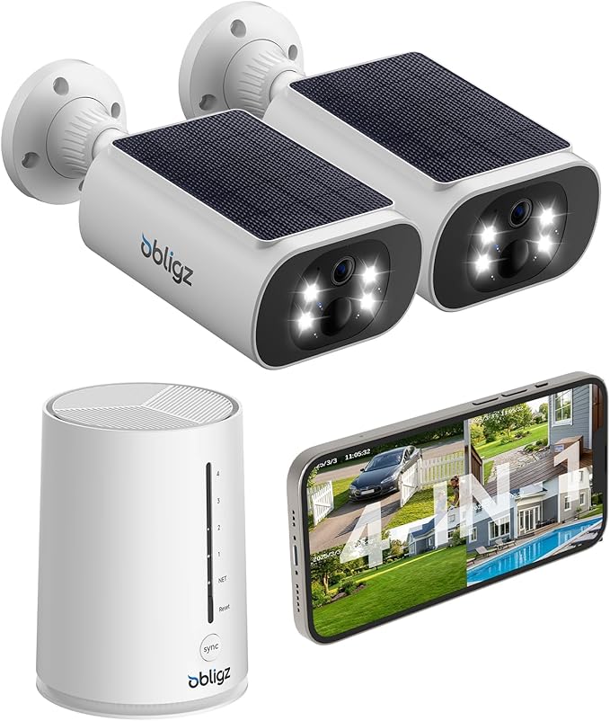 Solar Security Cameras Wireless Outdoor, 4MP Cameras by Obligz