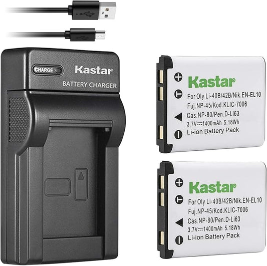 Kastar 2-Pack Battery & Slim USB Rapid Charger Replacement by Kastar