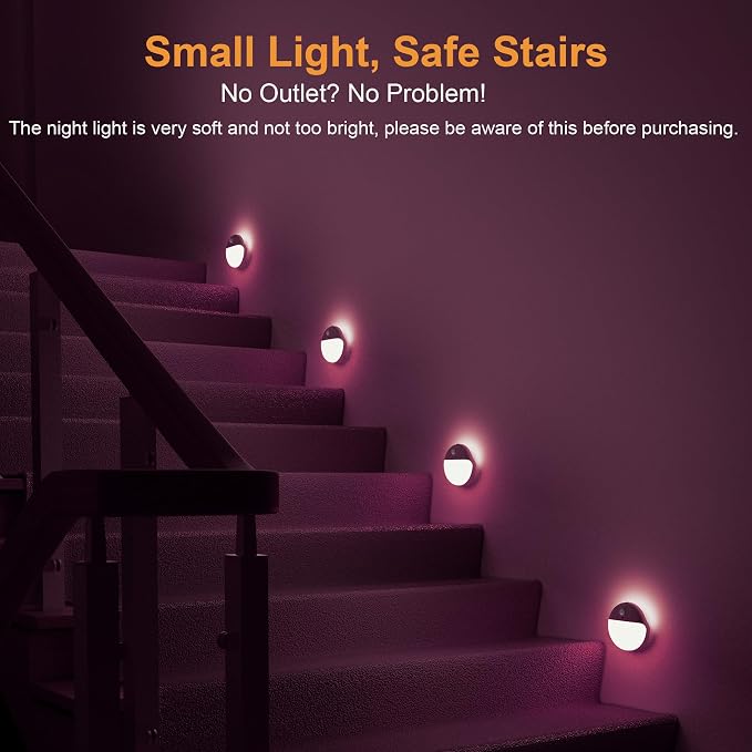 YUNLEX 2 Pack Pink Battery Night Light, Motion Activated Night Light, 2.6" - Image 2