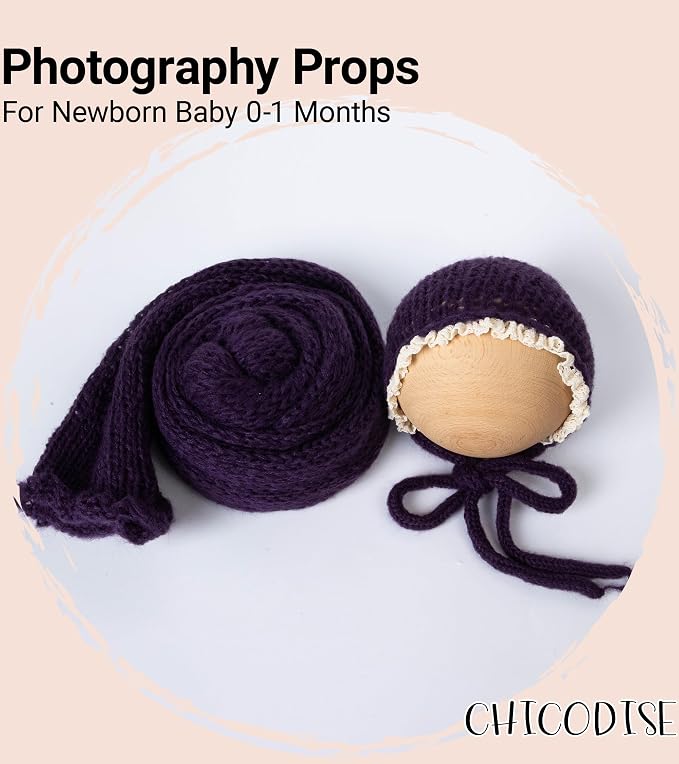 Newborn Photography Props Wraps & Ruffle Edge Bonnet - Image 5