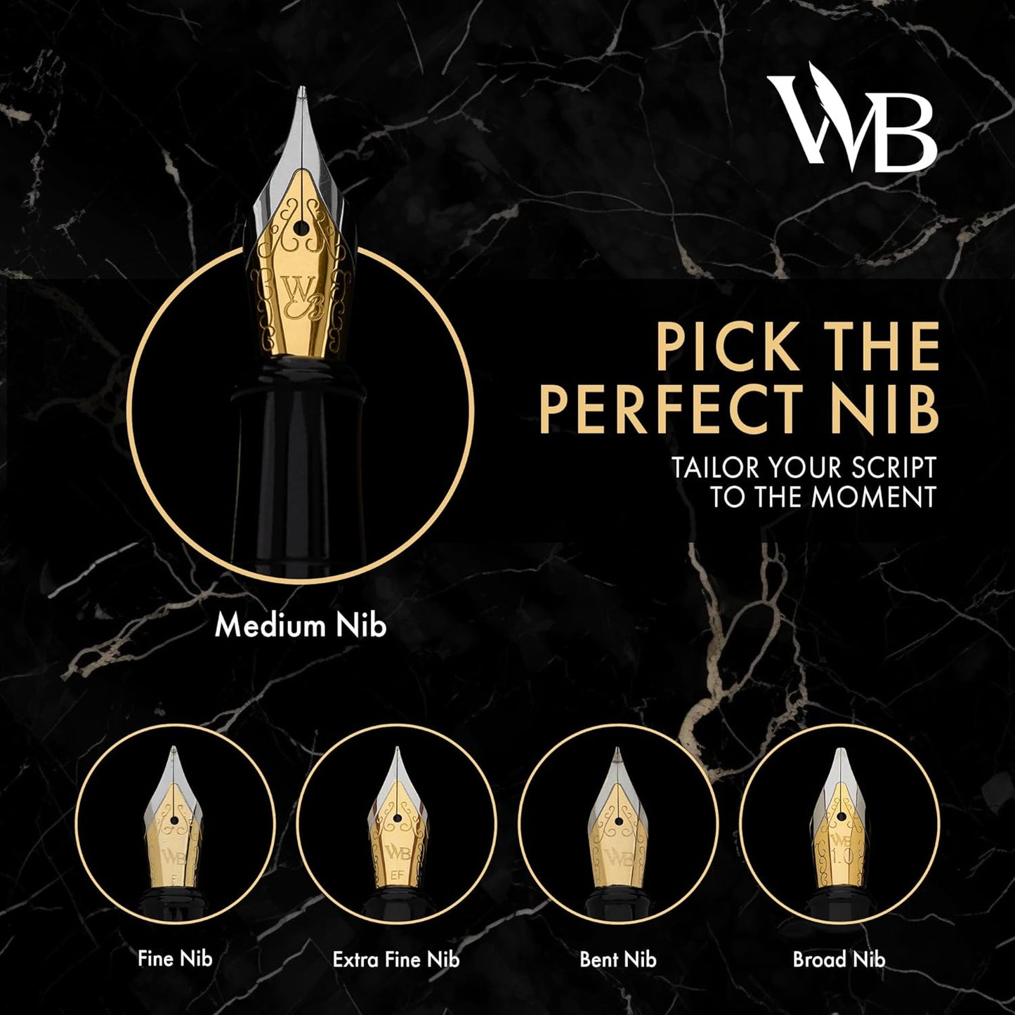 Wordsworth & Black Fountain Pen Set, 18K Gilded Extra Fine Nib, Includes 24 Pack Ink Cartridges, Ink Refill Converter & Gift Box, Gold Finish, Calligraphy, [Imperial Blue], Perfect for Men & Women