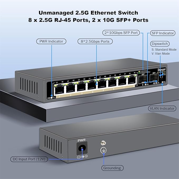 10 Port Unmanaged 2.5G Ethernet Switch - Image 2