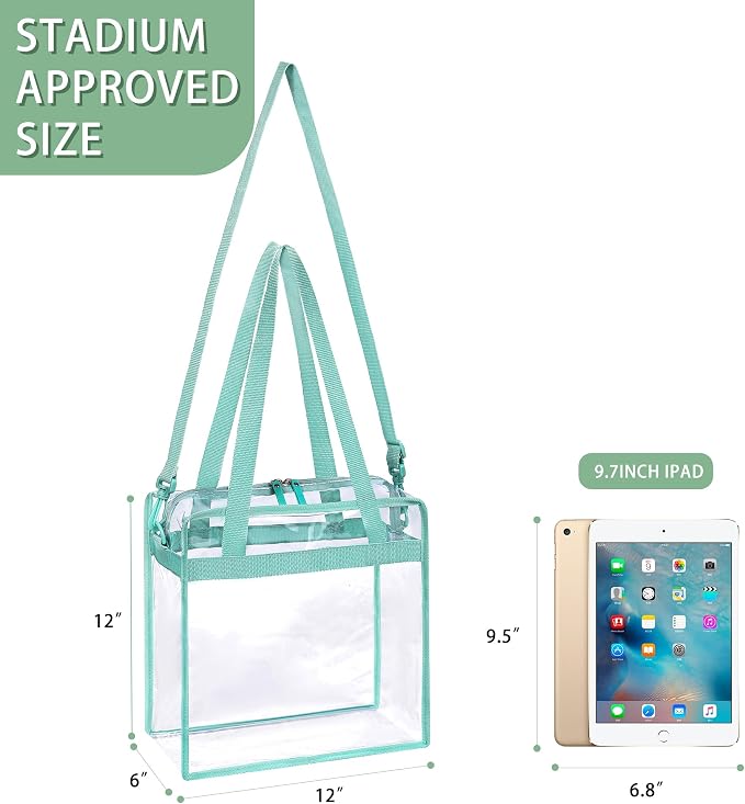 BAGAIL Clear Bags 12x6x12 Stadium Approved Clear Tote Bag - Image 3