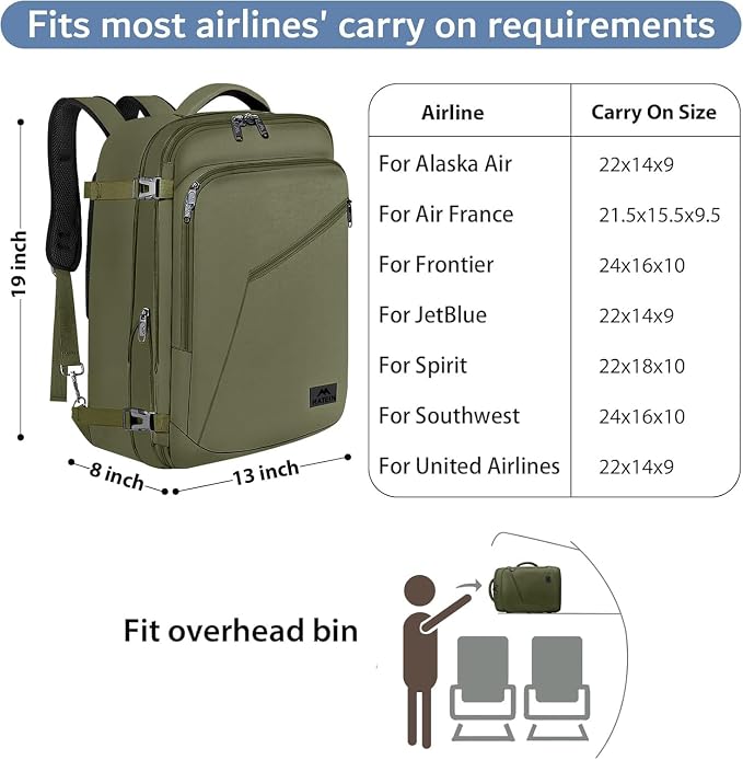 MATEIN Expandable Air Travel Backpack, Light Weight Carry on Backpack - Image 3