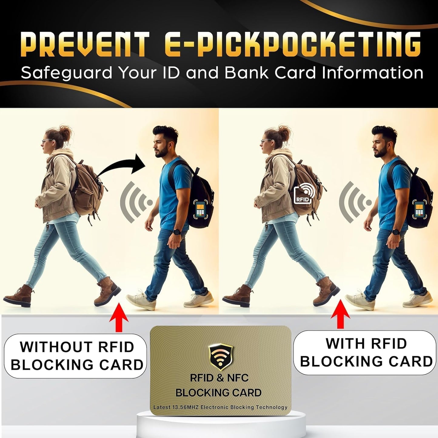 SaiTech IT RFID Cards One Card Protects Entire Wallet Purse For Men & Women, Contactless Bank Debit Credit Card ProteRFID Goldenctor ID ATM Guard Card – Golden (50 PCs Bulk RFID Card Golden)