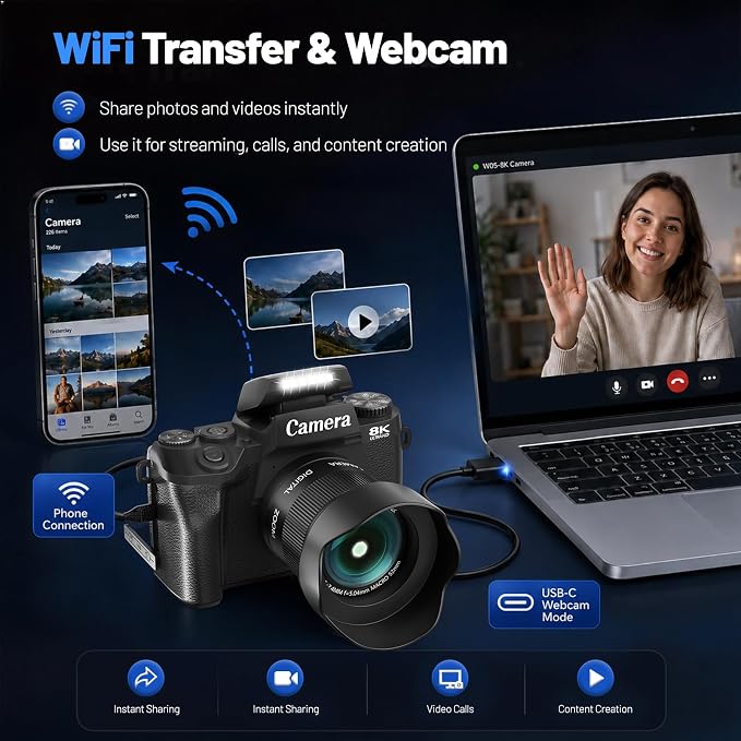 8K Digital Camera, 64MP WiFi Cameras - Image 7
