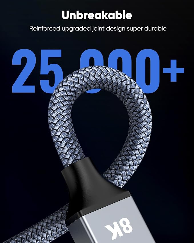 Capshi 5ft 8K 4K@120Hz HDMI 2.1 Cable Certified, 48Gbps High Speed Cord - Image 8