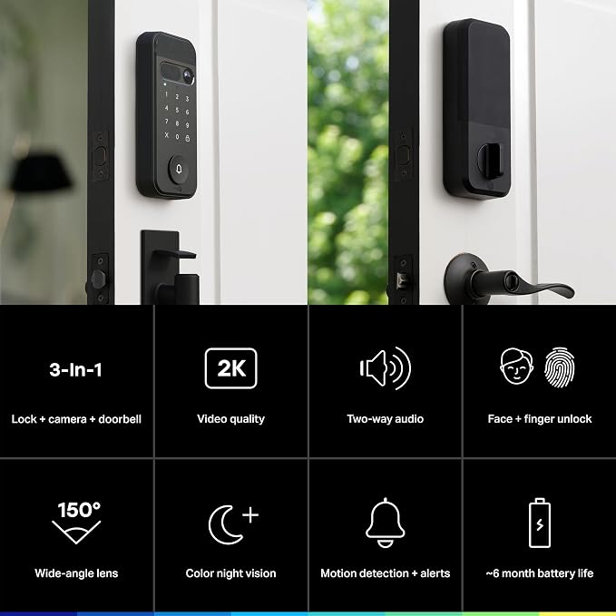 myQ Secure View™ 3-in-1 Smart Lock Deadbolt + myQ Chime + Extra Battery - Image 3