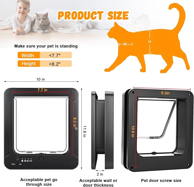 Smart Cat Door for Interior & Exterior, RFID Cat Pet Door - Image 5