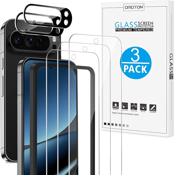 OMOTON 3+2 Pack for Google Pixel 10 Pro XL Screen Protector 6.8 Inch 2025 by OMOTON