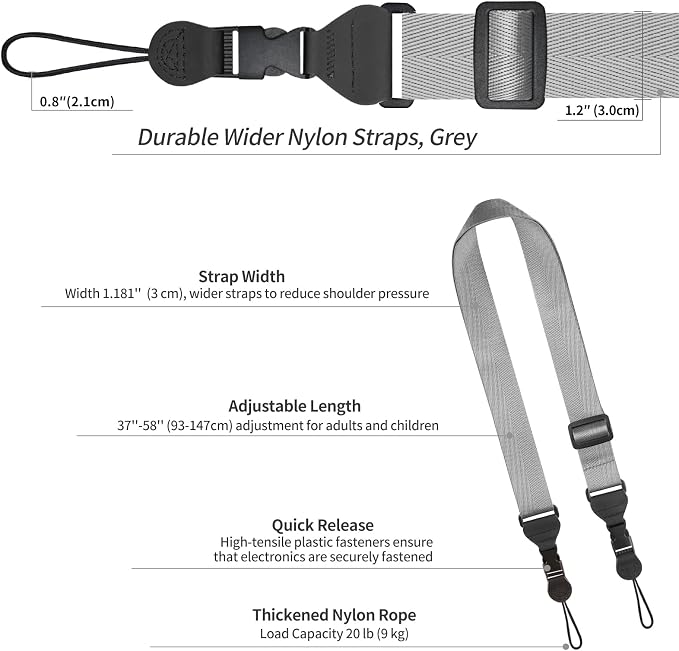 FIEIL Adjustable Shoulder Strap, Nylon Camera Strap, Comfortable Neck Strap - Image 6