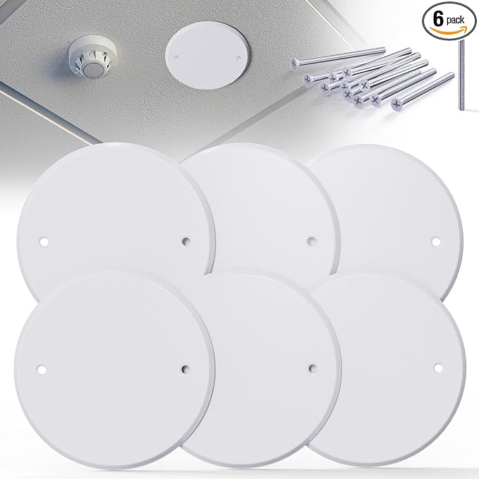 6 Pcs Smoke Detecte Cover Plate, 5 Inch Metal Round Blank Ceiling Cover Plate by Wuno