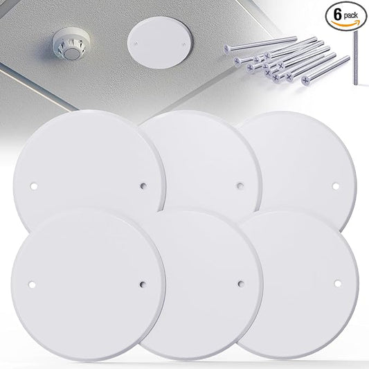 6 Pcs Smoke Detecte Cover Plate, 5 Inch Metal Round Blank Ceiling Cover Plate by Wuno